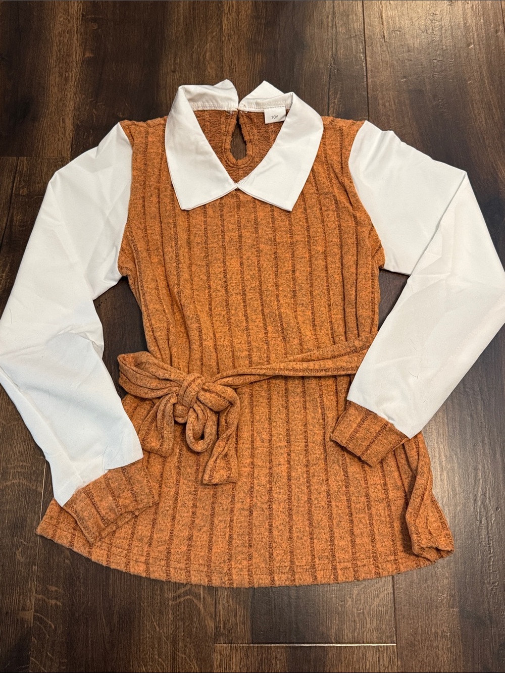 Stylish Cozy Ribbed Knit Sweater & Pant Set in Orange Rust Size 10Y NWOT - Picture 2 of 5